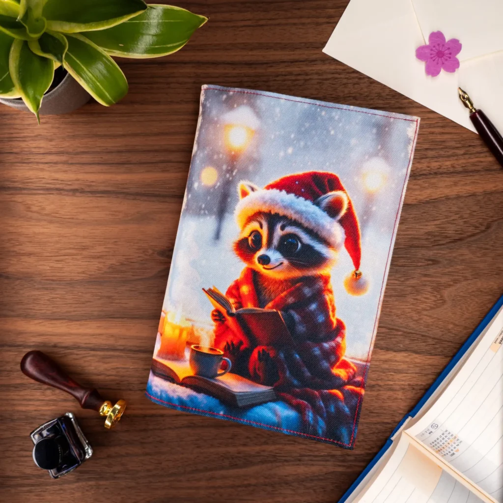 Cozy Raccoon Tales | Fabric Book Cover